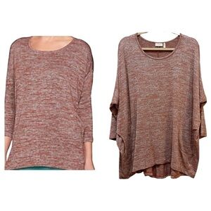 LOGO by Lori Goldstein Rust/Gray Space Dye Oversized Tunic Top Sz L